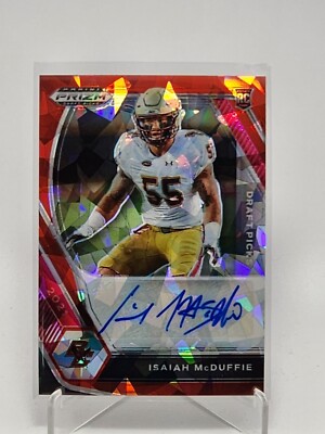 2021 Panini Prizm Draft Picks Football #DPA-IMC Isaiah McDuffie Red Ice Auto