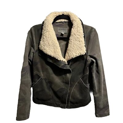 Anthropologie Marrakech Moto Camo Jacket Womens S Sherpa Collar