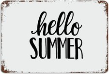 Hello Summer Sign Front Summer Welcome Metal Sign with Funny Quotes Metal Tin Si
