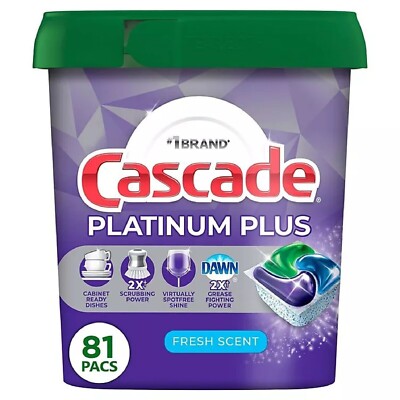 Cascade Platinum Plus ActionPacs Dishwasher Detergent Pods, Fresh Scent (81 ct.)