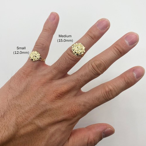 10k Solid Gold Nugget Round Circle Ring for Men Women - Picture 7 of 7