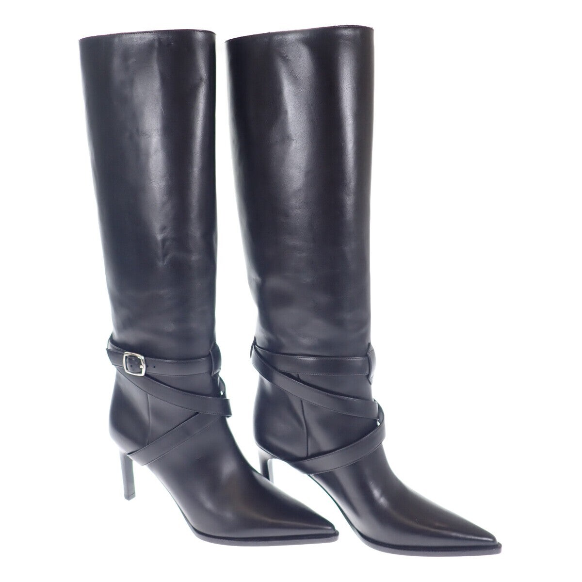 CELINE Verneuil High Boots Long Shoes Calfskin Black #36 US 6