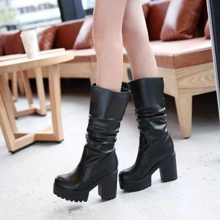 Gothic chunky shop heel boots