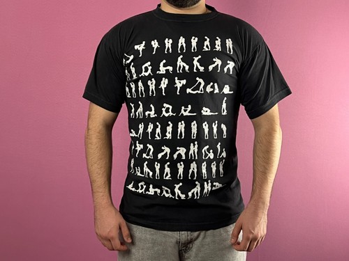 Camiseta Y2K Posición Sexual Kama Sutra Camiseta De Colección Para Hombre - Camiseta Gráfica Negra L - Imagen 5 de 7