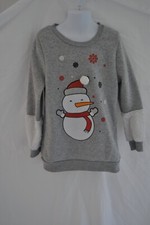 Kids Snowman Sweater Size 8 Gray and White in color