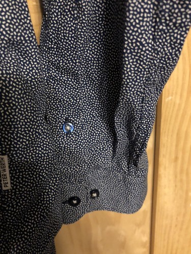 Peter Werth London Men’s XL Long Sleeve Button Up Shirt Blue White Specks - Picture 5 of 7