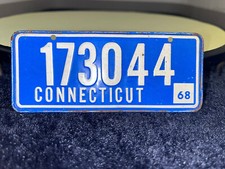 Connecticut Whalin' 4.75x2in Vintage Metal Mini Bike License Plate 4.75 inches
