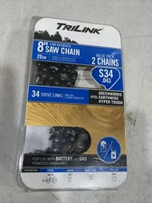 2 PACK TriLink 8" Pole Saw Chain 3/8" LP Low KickBack S34 .043 34 DL Drive Links