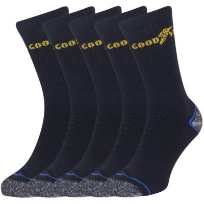 5 Paar Crew-Socken Goodyear Workwear gepolsterte Ferse Zehen strapazierfähig Freizeit Arbeitssocke