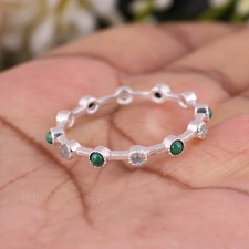Round eternity labradorite rings malachite gemstone rings silver