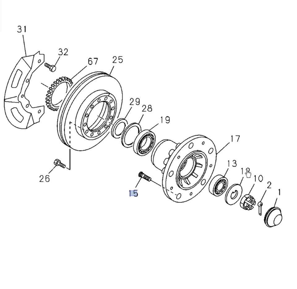 12x Perno de rueda delantero 6 derecho + 6 izquierdo para ISUZU NPR NQR NPR-HD NR 98-25 Foto 2 de 4