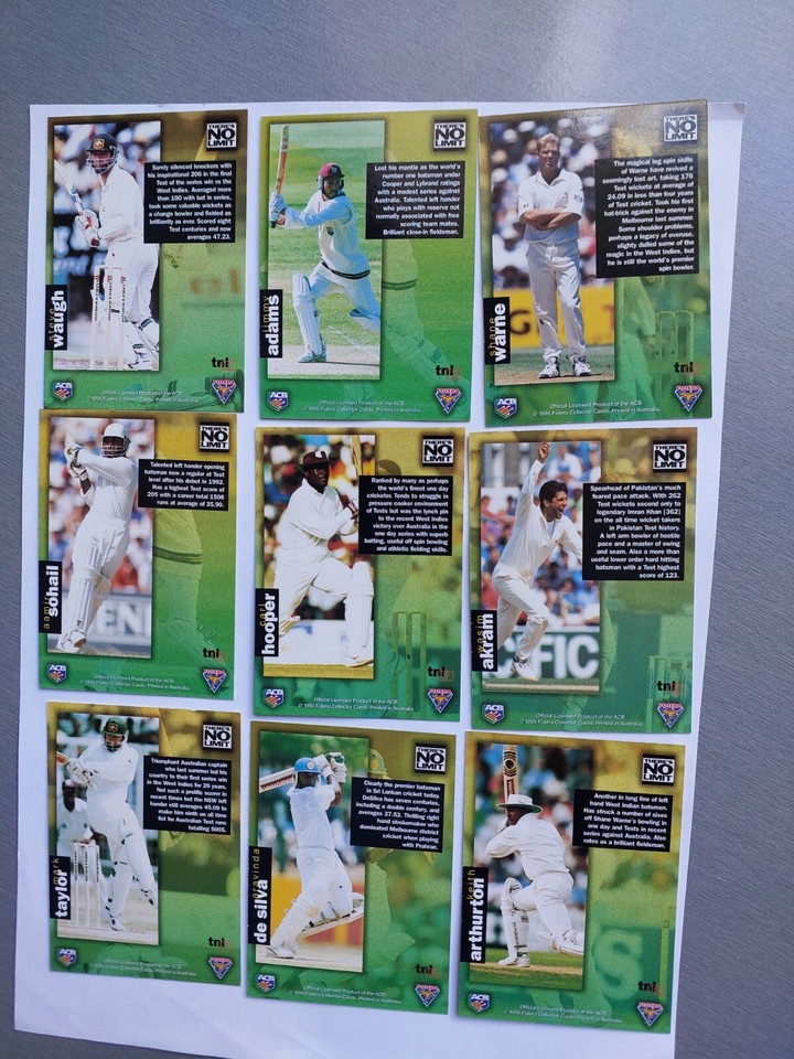 1995/96 FUTERA NO LIMIT CRICKET THERE'S NO LIMIT SET (30 cards
