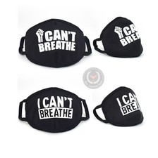 I Can't Breathe Cloth Face Mask Black White Print Washable Reusable USA Made