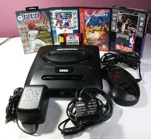 Original Sega Genesis Konsole komplett, 1 Controller, 5 Spiele alle getestet/funktionstüchtig