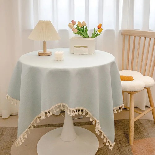 Tassels Tablecloth Cotton Linen Table Cloth Tea Table Dining Table Decoration - Foto 28 di 31