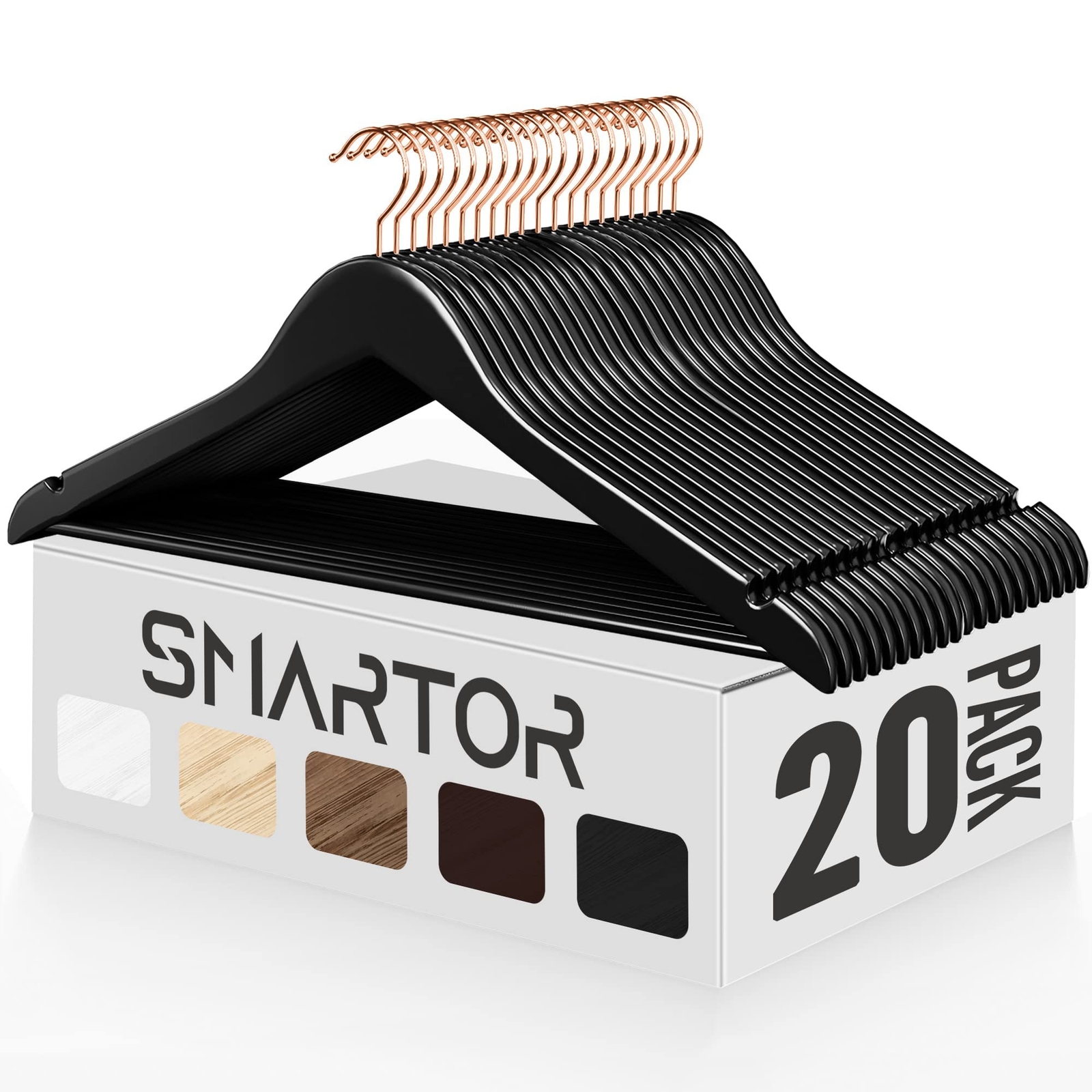 20-Pack Sturdy Wooden Closet Hangers Non-Slip Coat Hangers-image