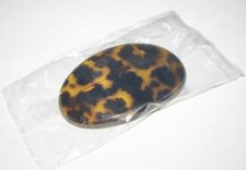Women Hair Clip Barrette Round Tortoise Black Spot Animal Print Made in France