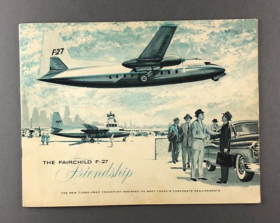 FAIRCHILD F-27 FREUNDSCHAFT HERSTELLER VERKAUFSPROSPEKT SCHNITT SITZKARTEN FOKKER 