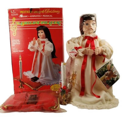 Animated Musical Christmas Display Figure Telco Motionettes Child's Prayer 1992