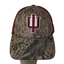 Indiana University IU Hoosiers Snapback Mesh Back Hat Camo Red OSFA Embroidered