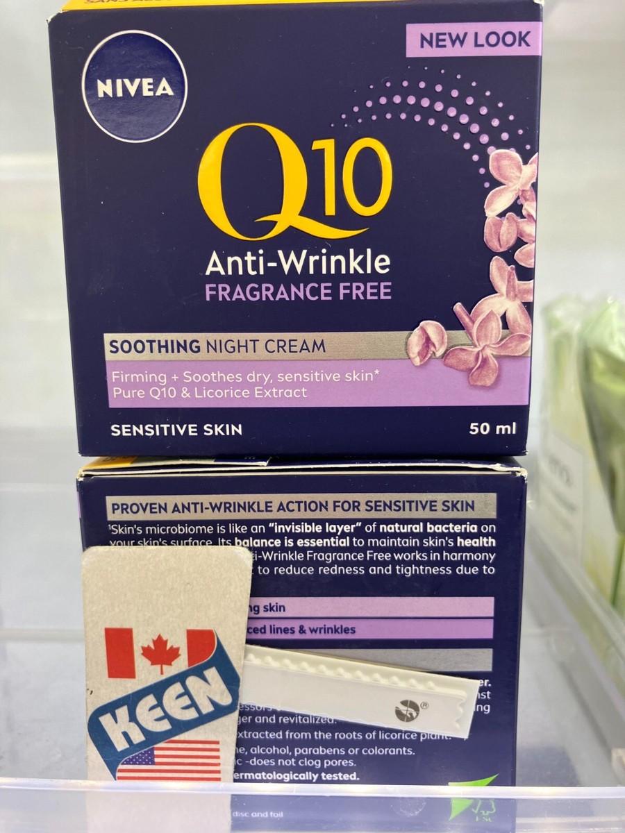 NIVEA Q10 Anti-Wrinkle Night Cream for Sensitive Skin, 50mL