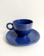 Vintage Fiesta Homer Laughlin Blue Teacup And Saucer Intended For Export