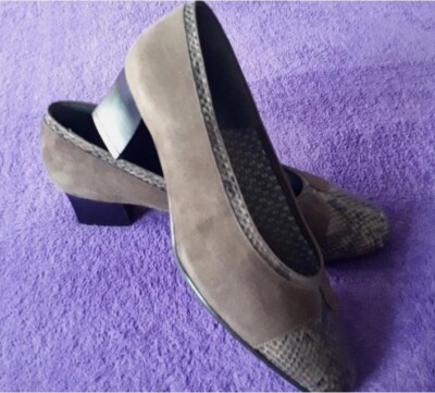 Schicke bequeme marken''ARA''Pumps Velur/Lack Leder Olivgrün GR:39/6 NP:59,90 Neuw