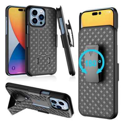 For iPhone 17 16 15 Plus Pro Max 14 Pro Case Shell Holster Belt Stand Clip  Cover