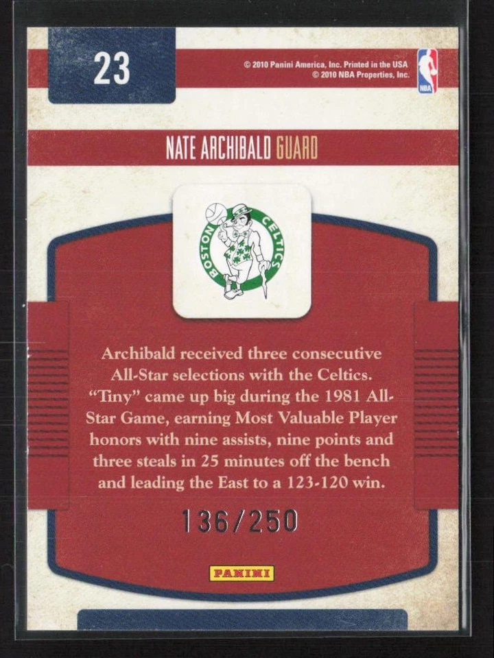 2009-10 Panini Classics #23 Nate Archibald Classic Greats Silver #/250 - Image 2 of 2