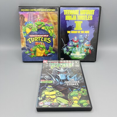Lot of 3 DVD Teenage Mutant Ninja Turtles Movie 1 & 2 and The Shredder Strikes
