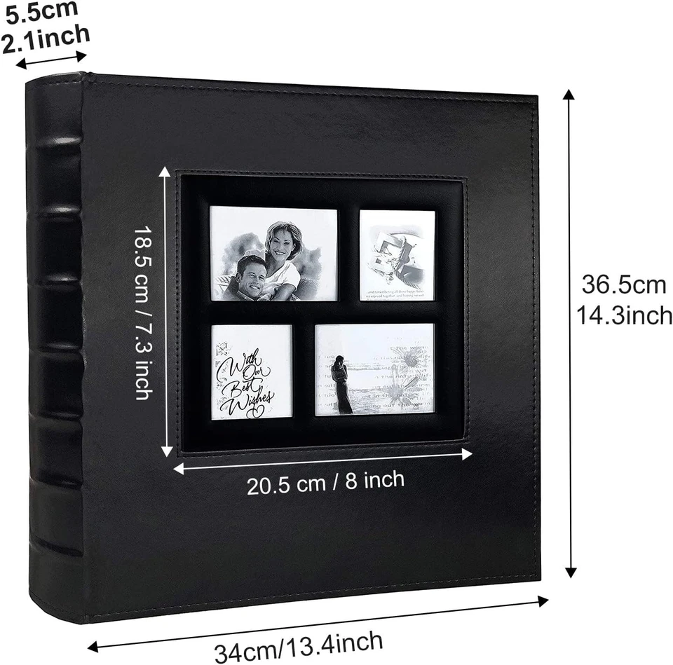 Photo Album 4x6 600 Photos Black Pages Leather Cover Family Photo Albums - Image 2 of 4