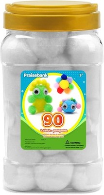 90pcs White Pom Poms 1.5in for Arts & Crafts Projects