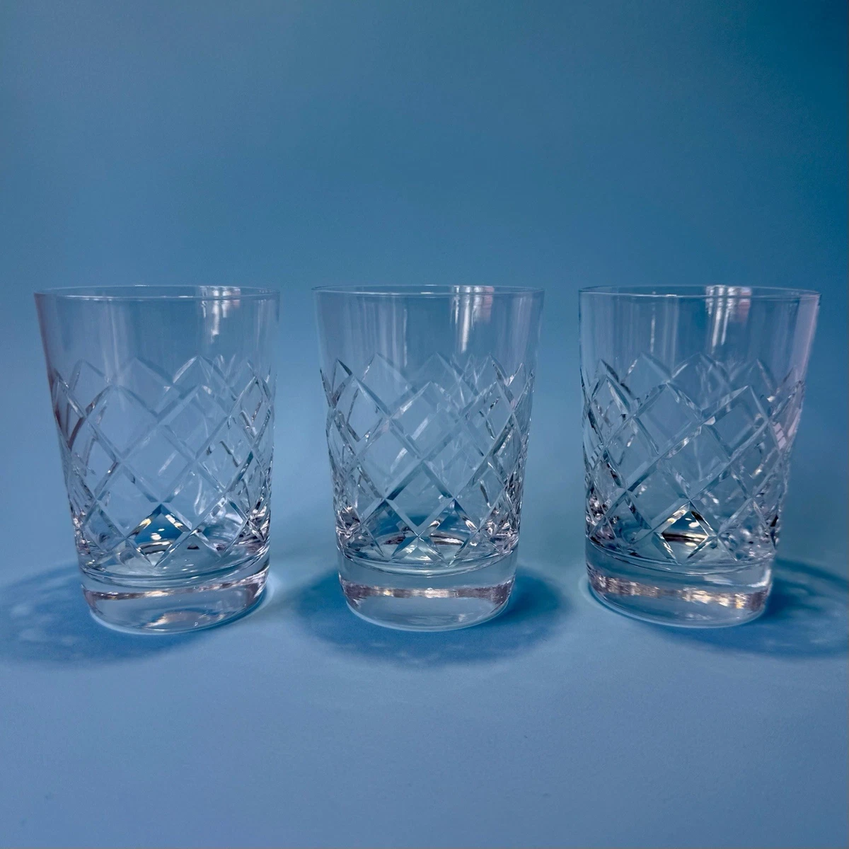 3 BOHEMIA CRYSTAL FLAT TUMBLER. OLD FASHIONED. VINTAGE 250ml