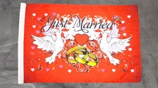 Fahne Flagge Just Married - Hochzeit - Stockfahne - 30 x 40 cm