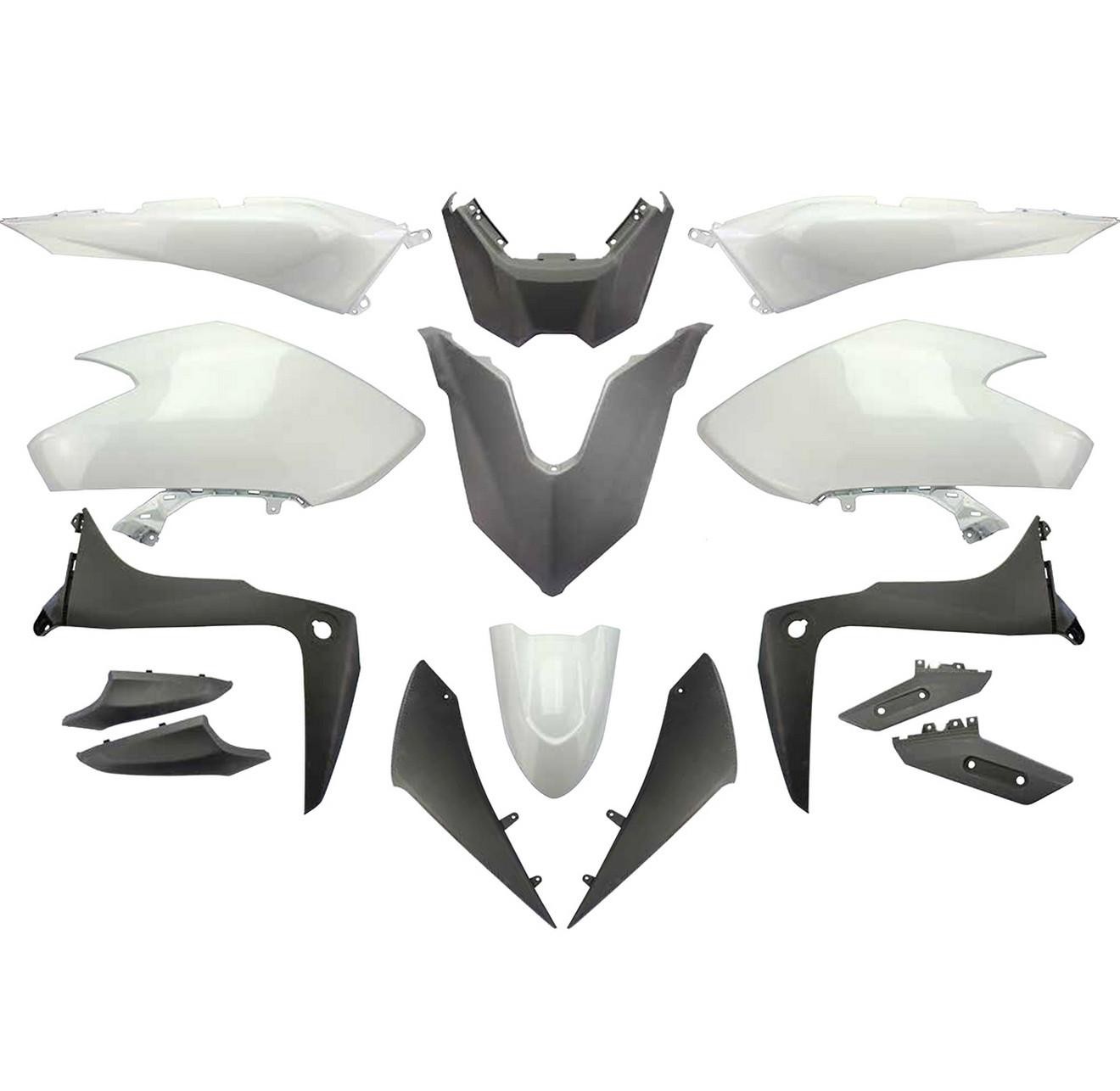 Kit carrosserie complet TMAX 530 blanc, carénage plastique ABS 15 pièces
