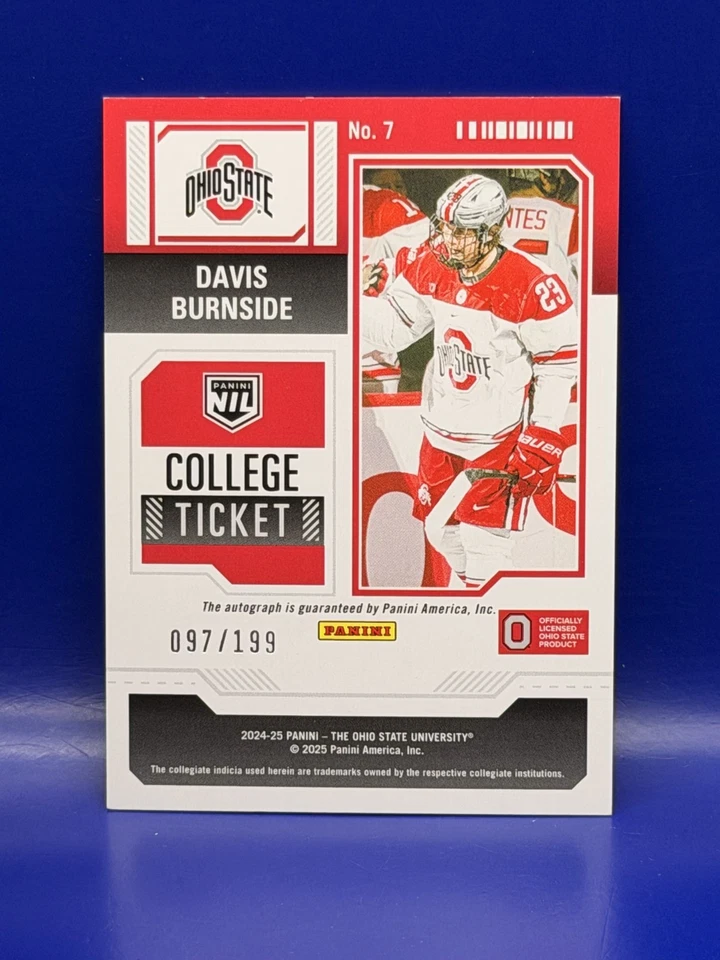 2024-25 Panini Ohio State University NIL College Ticket Davis Burnside Auto /199 - Image 2 of 2