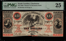 $10 Obsolete - Charleston, South Carolina - Planters & Mechanics Bank - PMG 25