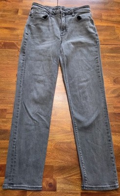 American Eagle Mom Jean Womens Charcoal 90s Washed Black Denim Relax Stretch 6 