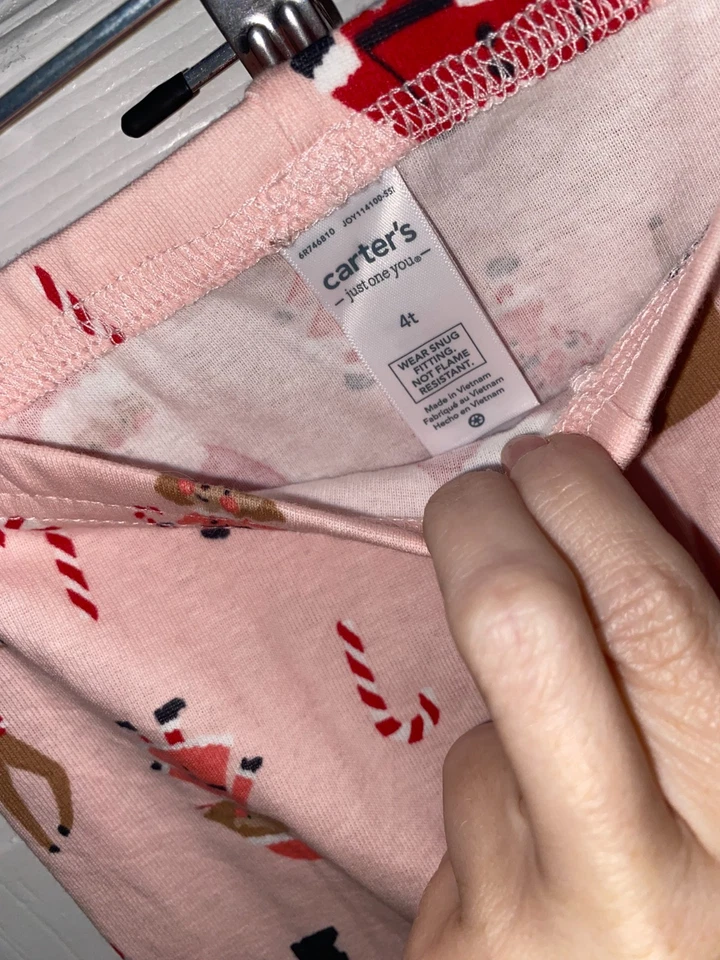 2 Girls CARTERS PJ PANTS Size 4T NEW No Tag (A) 9.5 SANTA & DOTS - Image 4 of 4