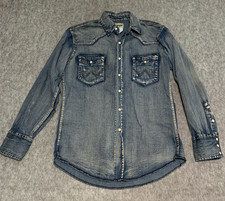 Wrangler Men's Cowboy Cut Long-Sleeve Western Denim Snap Work Shirt Size M