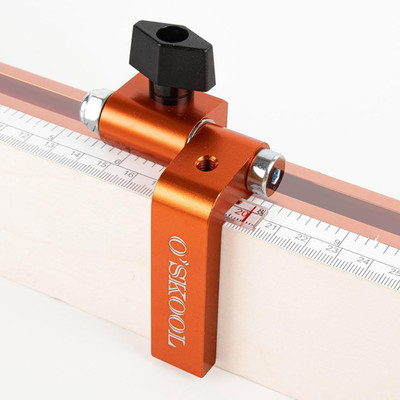 2-1/4 Inch T-Track Adjustable Fence Flip Stop Repeater with Indexing Cursor, TTK
