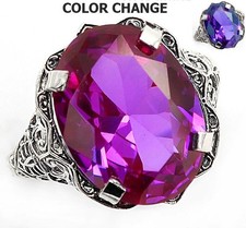 12CT Natural Alexandrite 925 Sterling Silver Edwardian Style Ring Sz 6,7,8 RE1