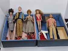 VTG Barbie  Ken Trunk Doll Case 1963 Blue with Career Girl Skipper Ken 