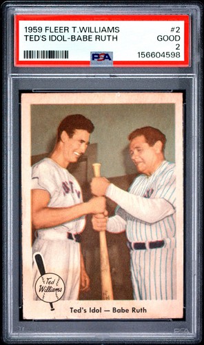 1959 FLEER TED WILLIAMS #2 TED'S IDOL-BABE RUTH PSA 2