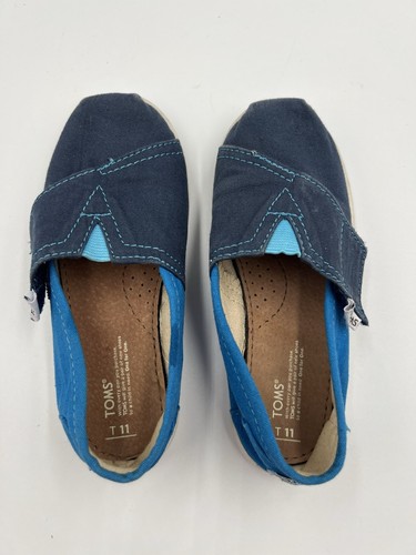 TOMS Kids Toddler Shoes Size 11 Alpargata Knit Slip On Flats Blue