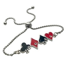 Card Player Bracelet Adjustable with the 4 Suit of Cards Hearts Spades Diamond