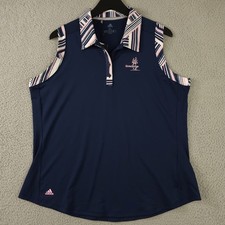 Adidas Polo Shirt Women XL Blue Ultimate 365 Sleeveless Stonehedge Golf MI NEW