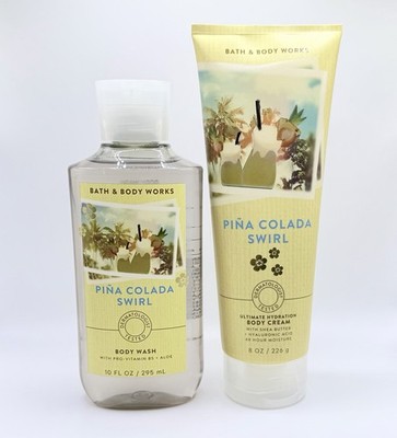 NEW BATH &BODY WORKS PINA COLADA SWIRL BODY CREAM & BODY SHOWER WASH GEL RETIRED