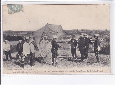LANGRES: Festungsmanöver 1906, der General untersucht die Drachen