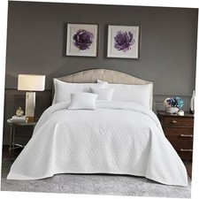 Oversized King Bedspread 128x120 Extra Wide Super King 128"x120" Pure White